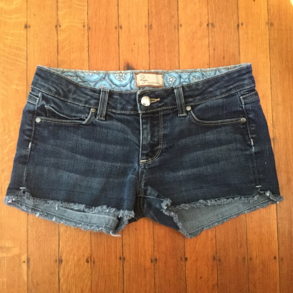 Paige Silver Lake Dark Denim Jean Cutoff  Shorties - Picture 2 of 8